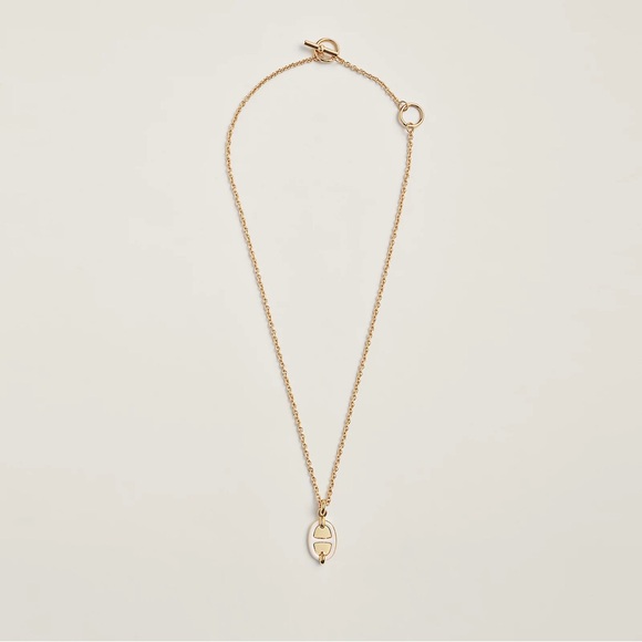 Hermès necklace - Mini Maillon pendant, small model in crème color - Picture 4 of 9